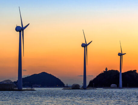 wind-turbines-generating-electricity-sunset-korea